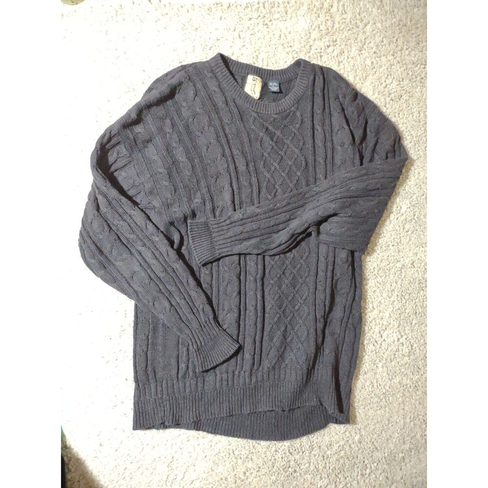 Gant Golf Men’s Navy Cable Knit Sweater Embroidered Sleeve Linen Blend